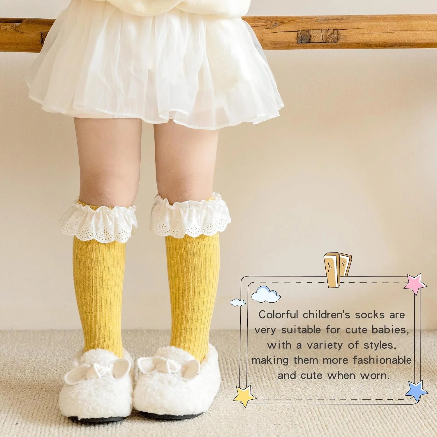 Infant Frilly Baby Girls Knee High Socks Newborn Thigh Lace Ruffle Long Socks Toddler Tights Stockings 6-12 Months