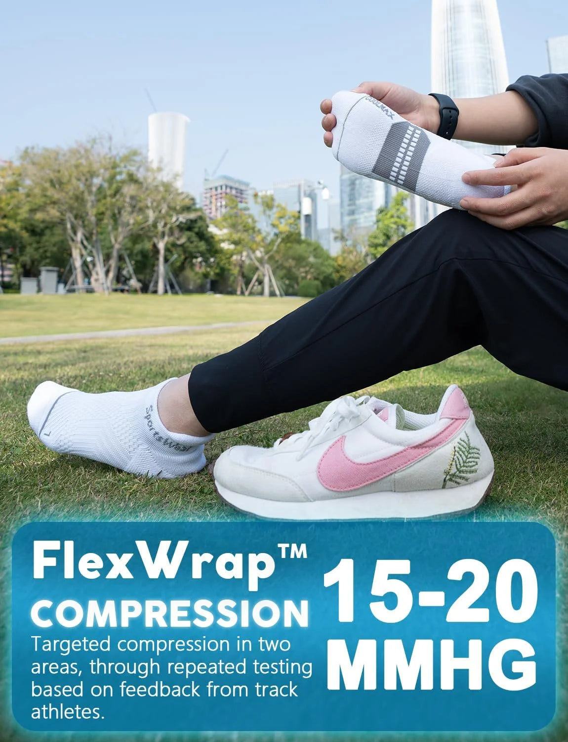 Juclise Women's No Show Compression Athletic Running Socks, 3 Pairs