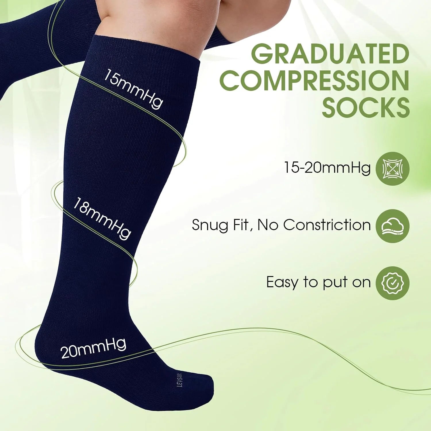 LEVSOX Wide Calf Compression Socks for Women&Men Plus Size 15-20mmHg Knee High Large Support Stockings for Circulation