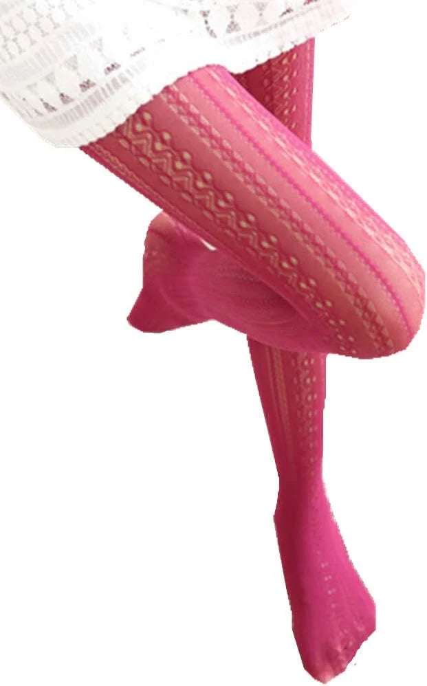 SurBepo Women Fishnet Hollow Out Knitted Patterned Thick Warm Stockings Tights Vertical Strips Pantyhose For Female