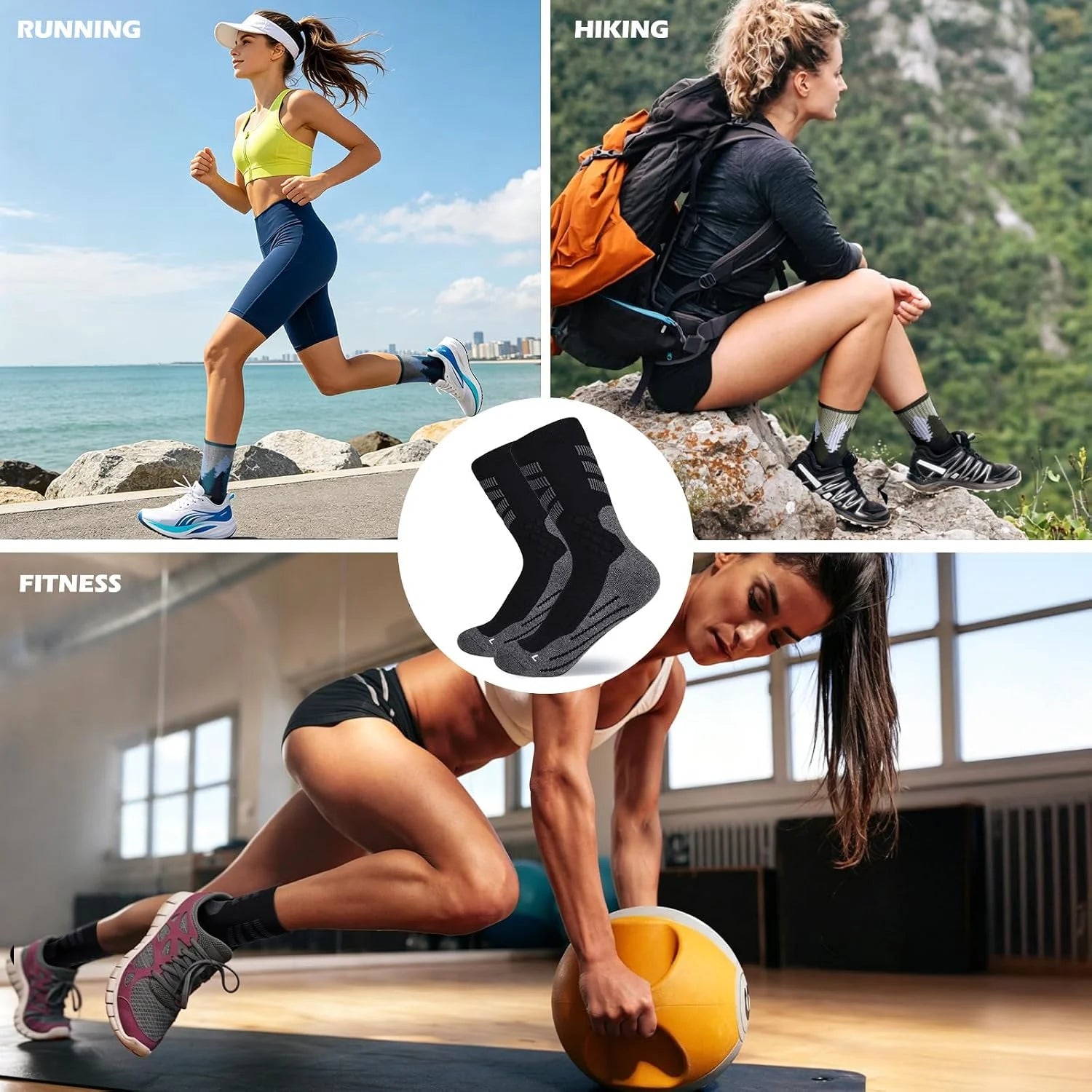 Women Hiking Crew Socks, Winter Thermal Warm, Moisture Wicking Cushioned Sole, Cozy Outdoor Boot Work Athletic