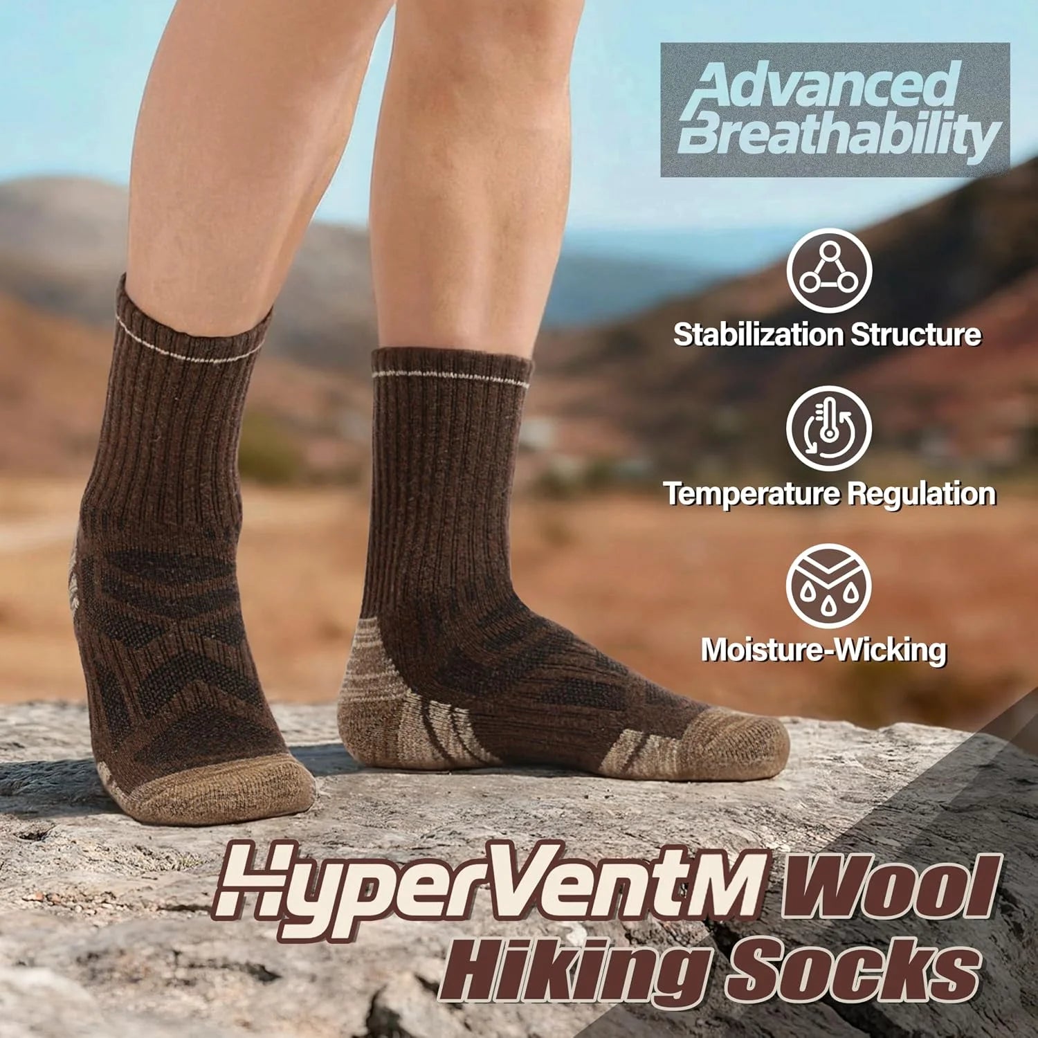 ANTSANG Merino Wool Hiking Socks, Enhanced Breathability, for Men and Women