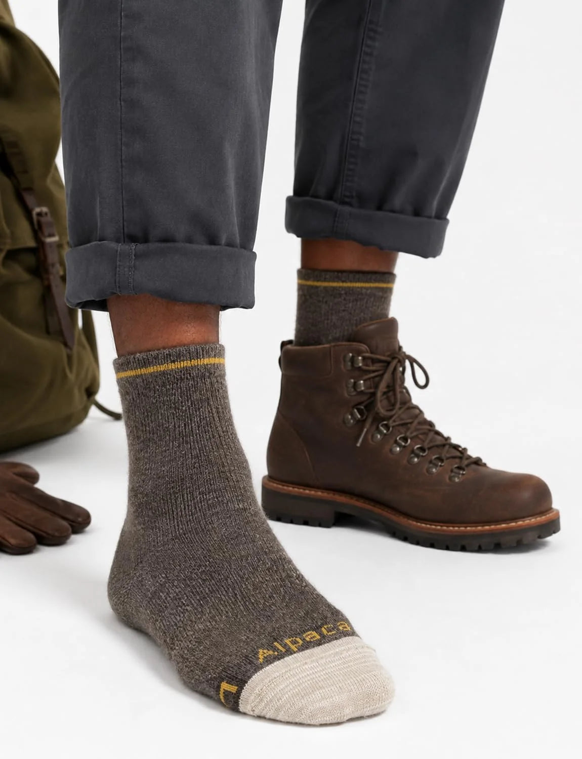Juclise Alpaca Wool Hiking Socks, Micro Crew Boot Socks, Midweight, 2 Pairs