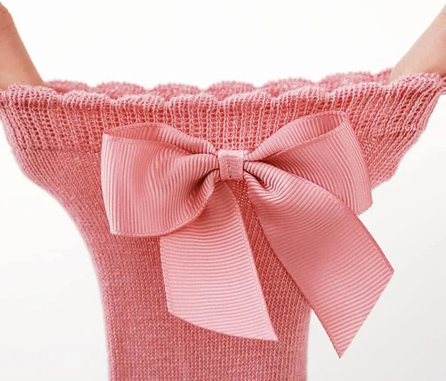 QandSweet Baby Girl Knee-High Socks Toddlers Bow Stockings Newborn Infant Non-Slip Sock
