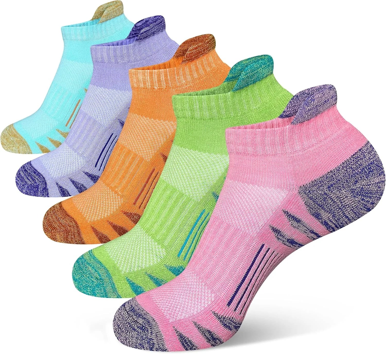 Heyoboy Womens Ankle Anti-blister Cushioned Athletic Running Socks 5 Pairs