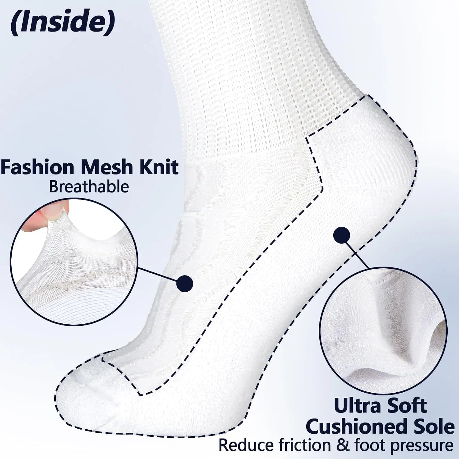 +MD Bamboo Viscose Diabetic Socks for Men & Women 4 & 6 Pairs Crew Non-Binding Moisture Wicking Socks With Seamless Toe
