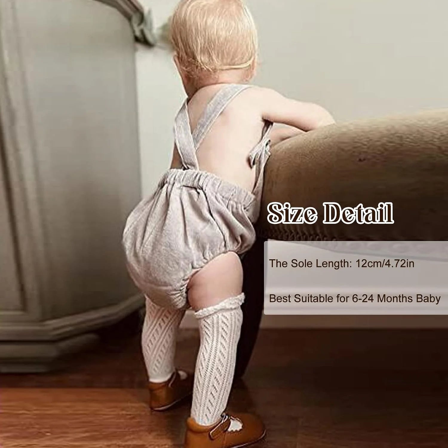 ACTLATI Baby Girls Knee High Socks Hollow Out Anti-skid Knitting Stockings Suitable for 0-2 Years Infants Toddlers
