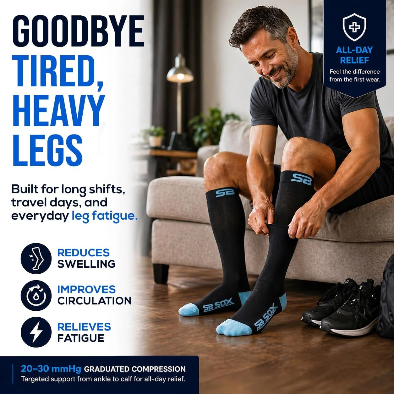 SB SOX Compression Socks for Men & Women (20-30mmHg)