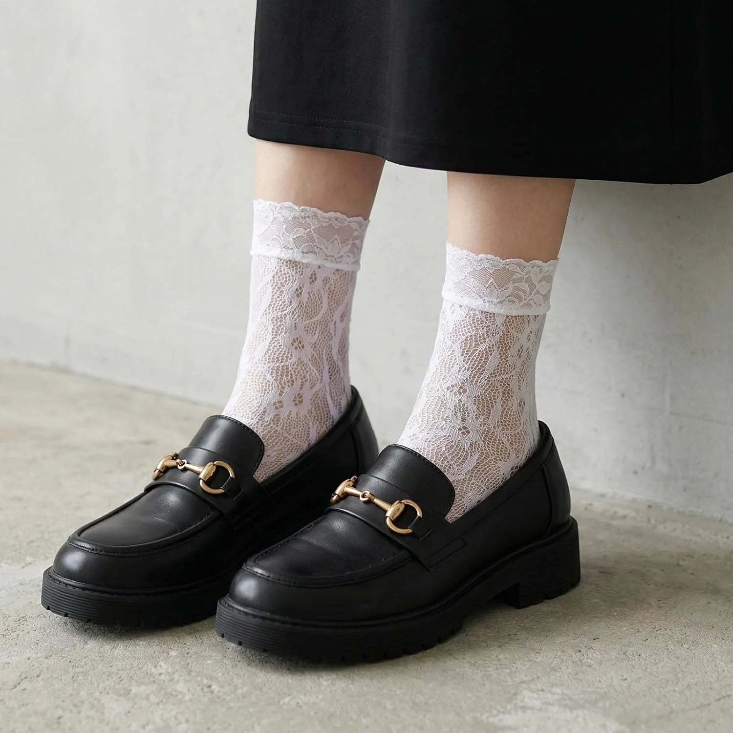 6 Pairs Lace Socks, White/Black Elegent Fishnet Socks Hollow Sock Sexy Lace AnkleSock for Women Crew Sock
