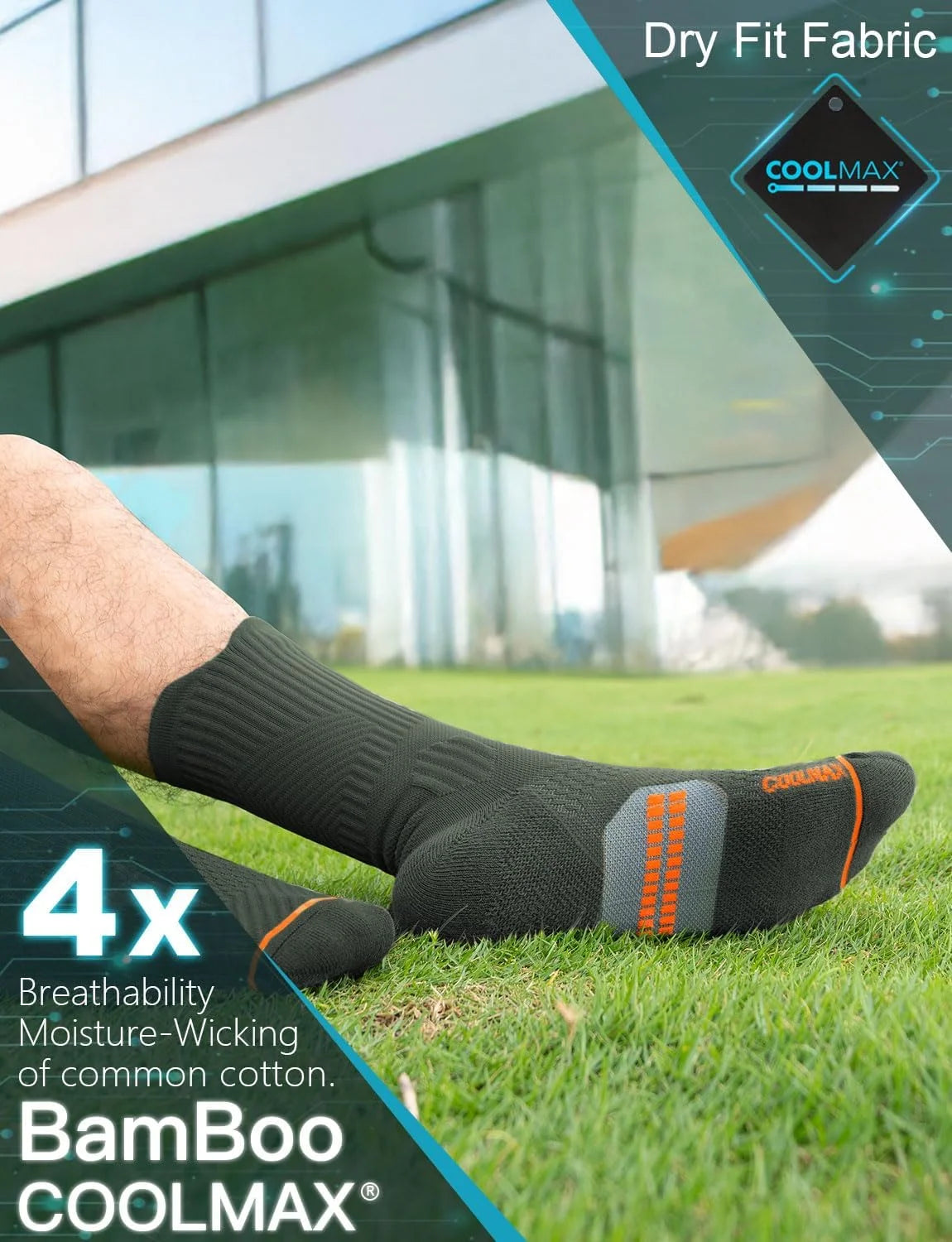 Juclise Compression Running Crew Socks, Bamboo Viscose Lightweight Cushion