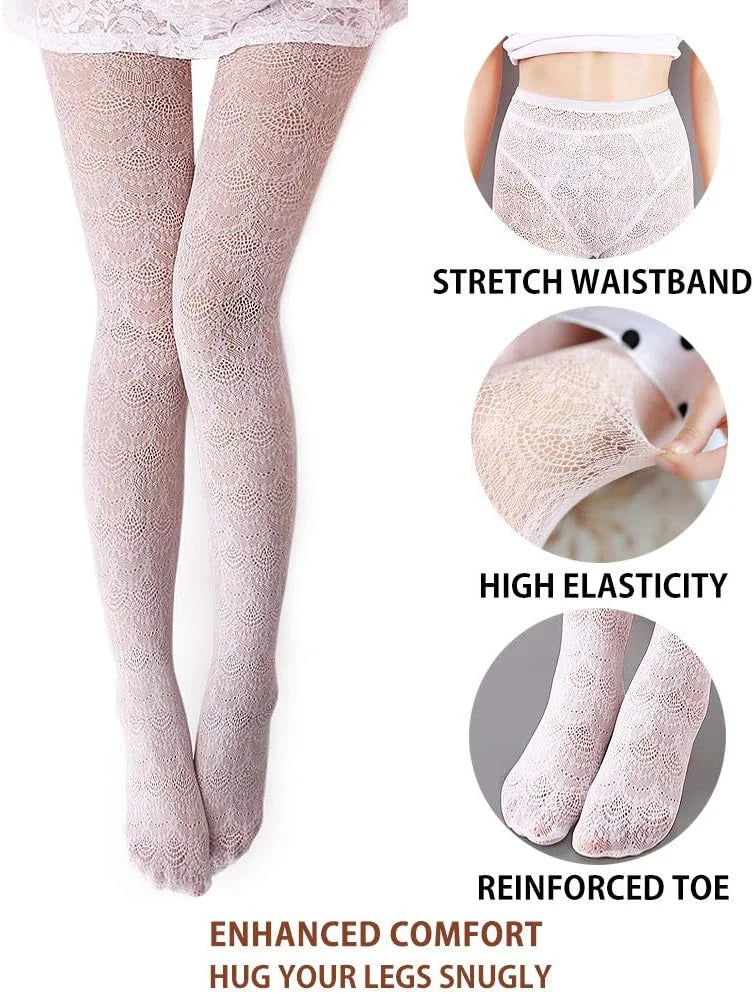 VERO MONTE Womens Colorful Hollow Out Knitted Tights - Patterned Lace Stockings
