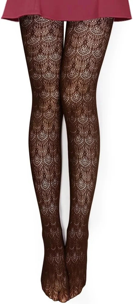 VERO MONTE Womens Colorful Hollow Out Knitted Tights - Patterned Lace Stockings