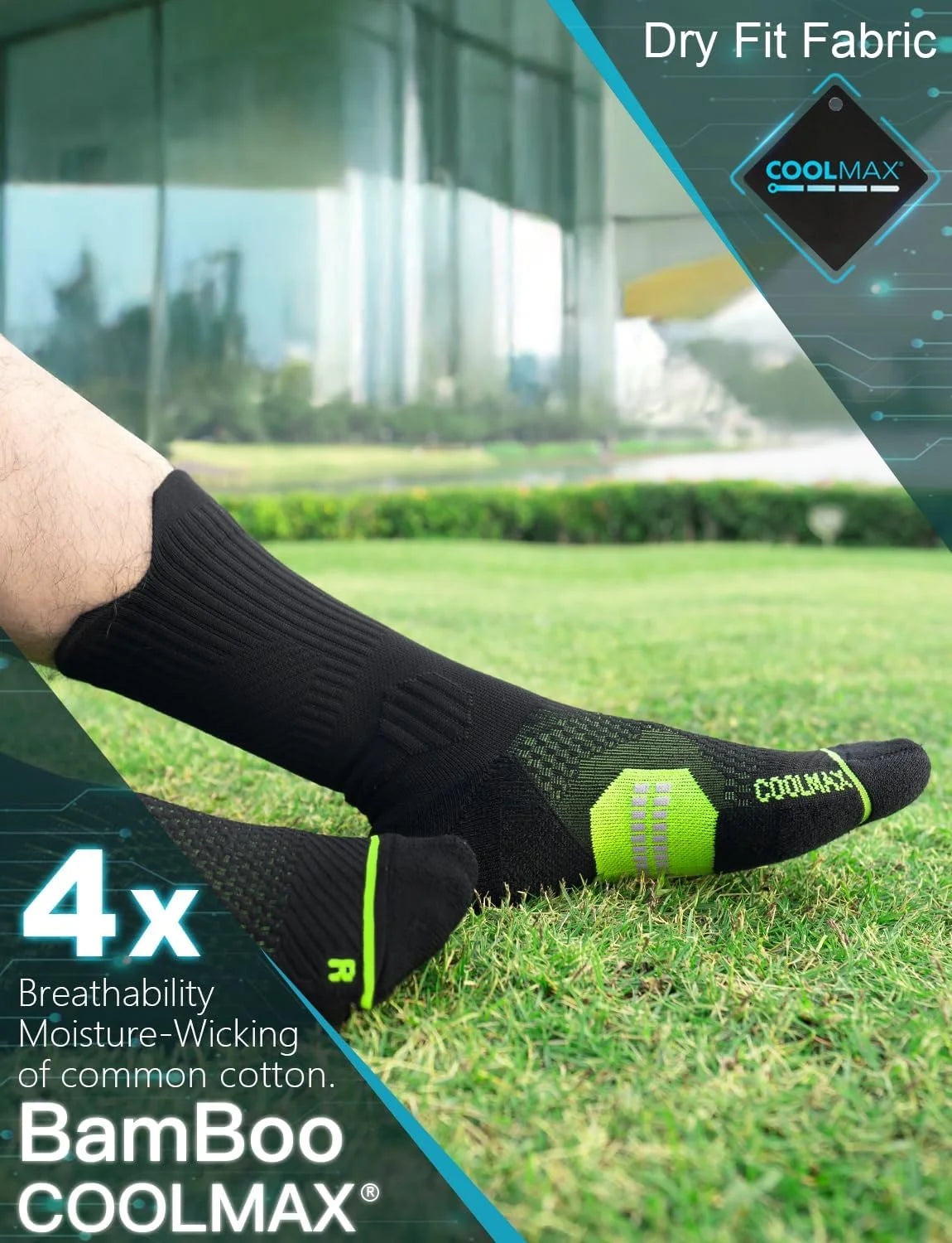 Juclise Compression Running Crew Socks, Bamboo Viscose Lightweight Cushion