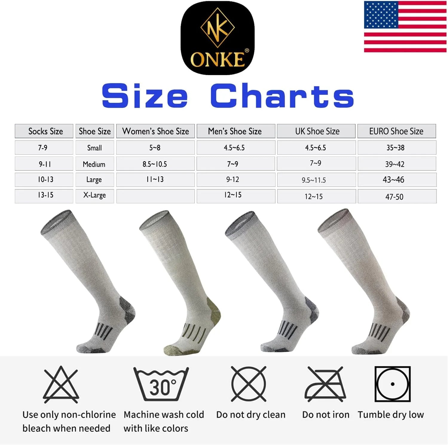 ONKE Seamless Knee High Socks for Men Heavy Duty Work Boot Over the Calf