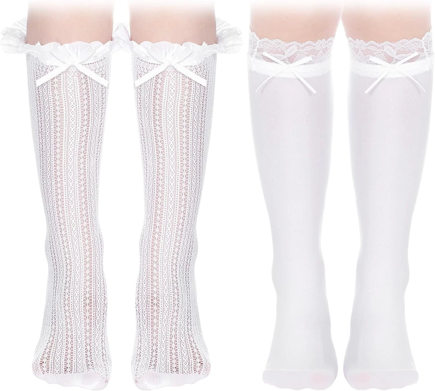 Suhine 2 Pair Oktoberfest Socks Dirndl Knee High Socks
