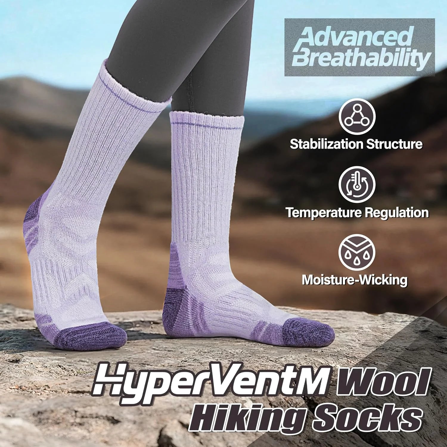 ANTSANG Merino Wool Hiking Socks, Enhanced Breathability, for Men and Women