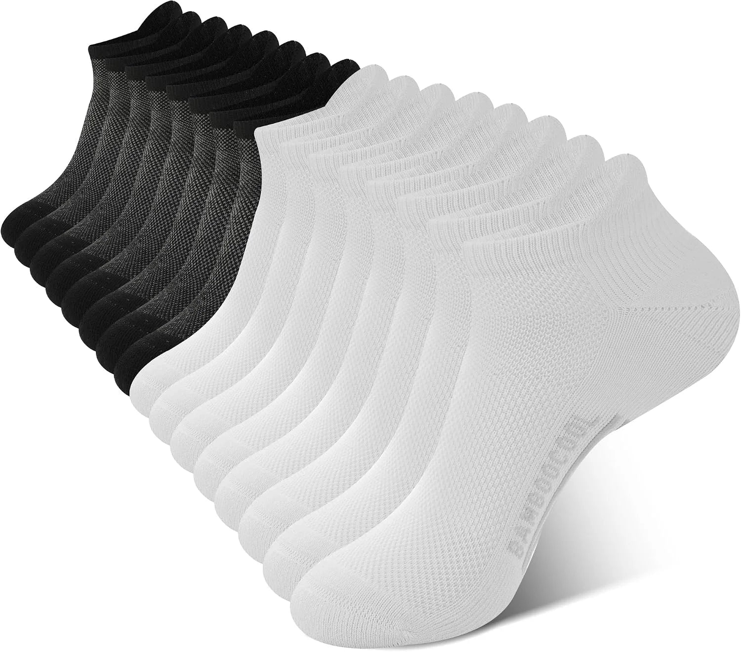 BAMBOO COOL Mens Athletic Ankle Socks Moisture Wicking Cushioned 8 Pack