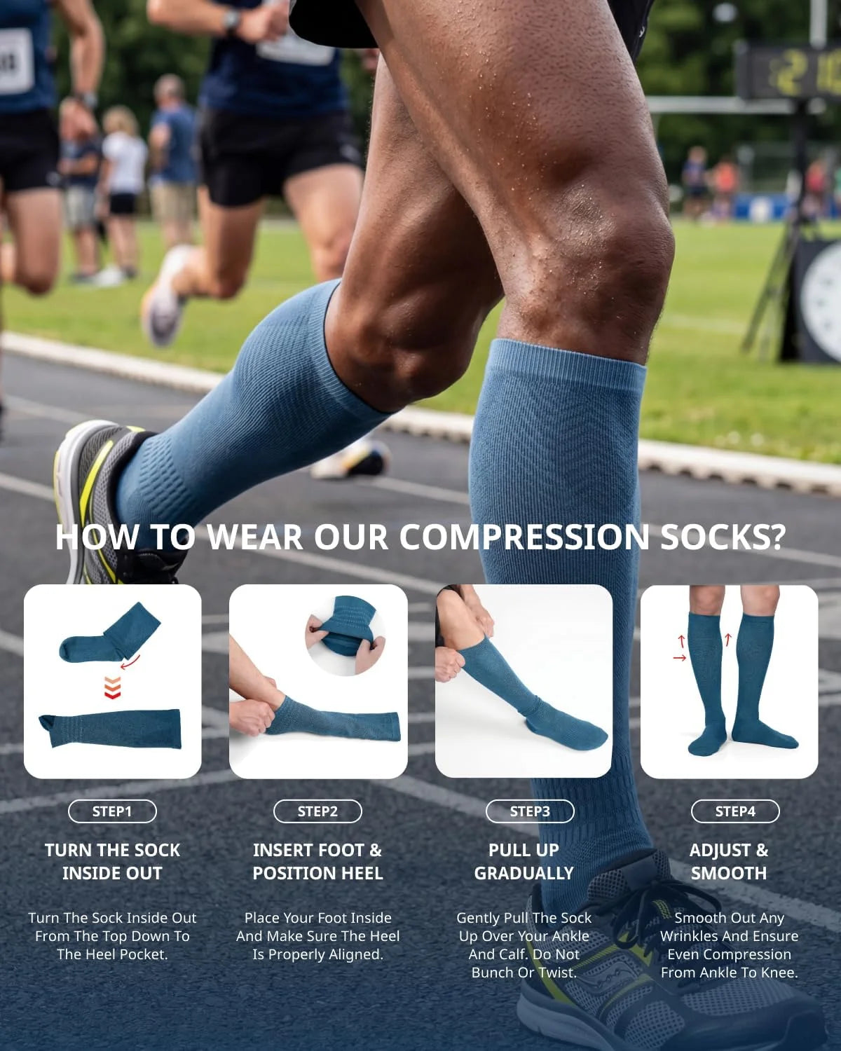 FAIRWIN Bamboo Viscose Compression Socks for Men Women, 15-20 mmHg Knee High Soft Support for Nurse Running Travel Work