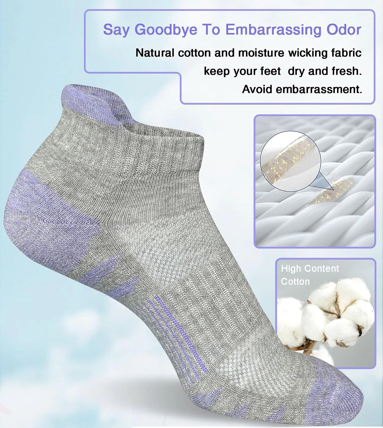 Heyoboy Womens Ankle Anti-blister Cushioned Athletic Running Socks 5 Pairs