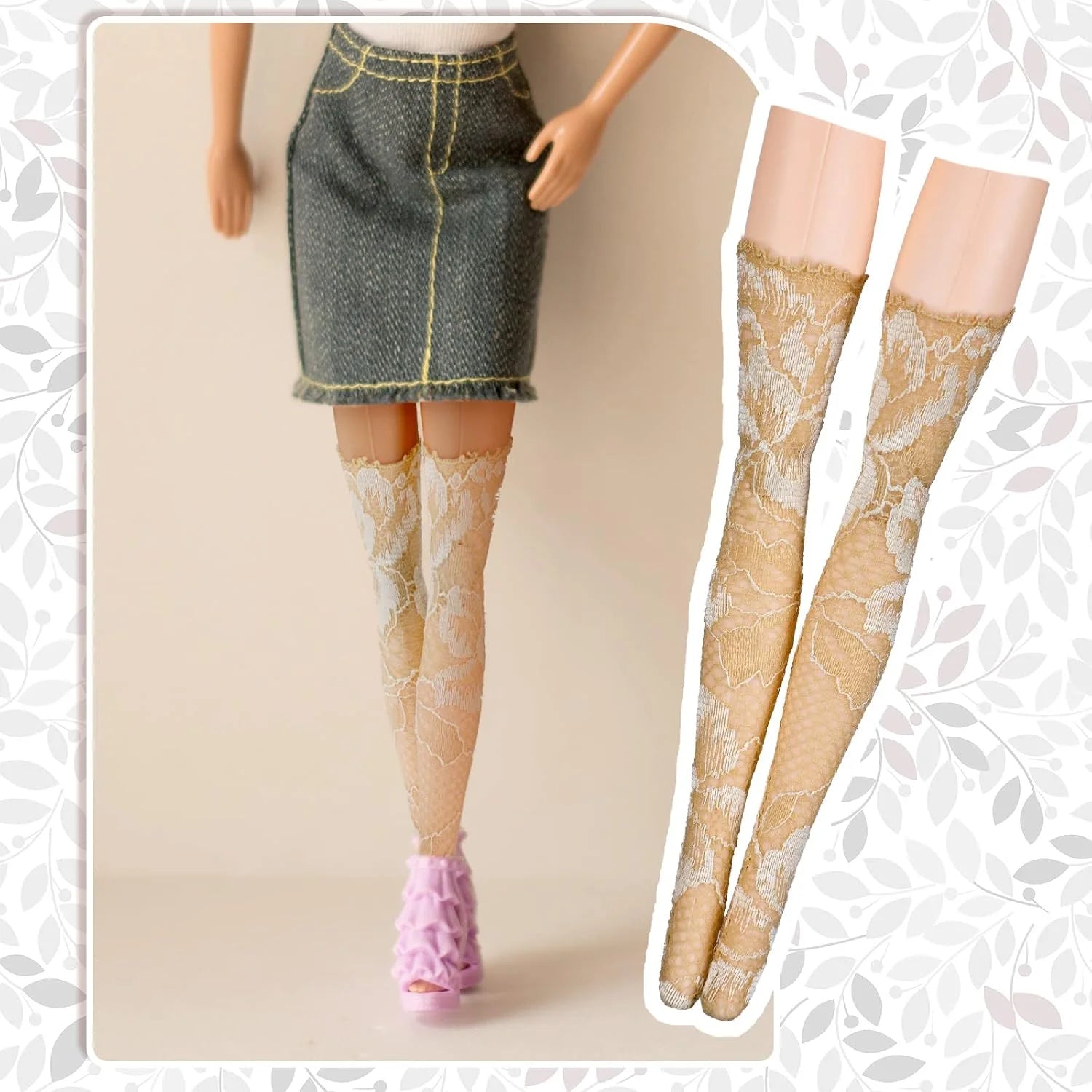 Sotiff 10 Pairs Doll Lace Stockings for Doll Clothes DIY,Mesh Style