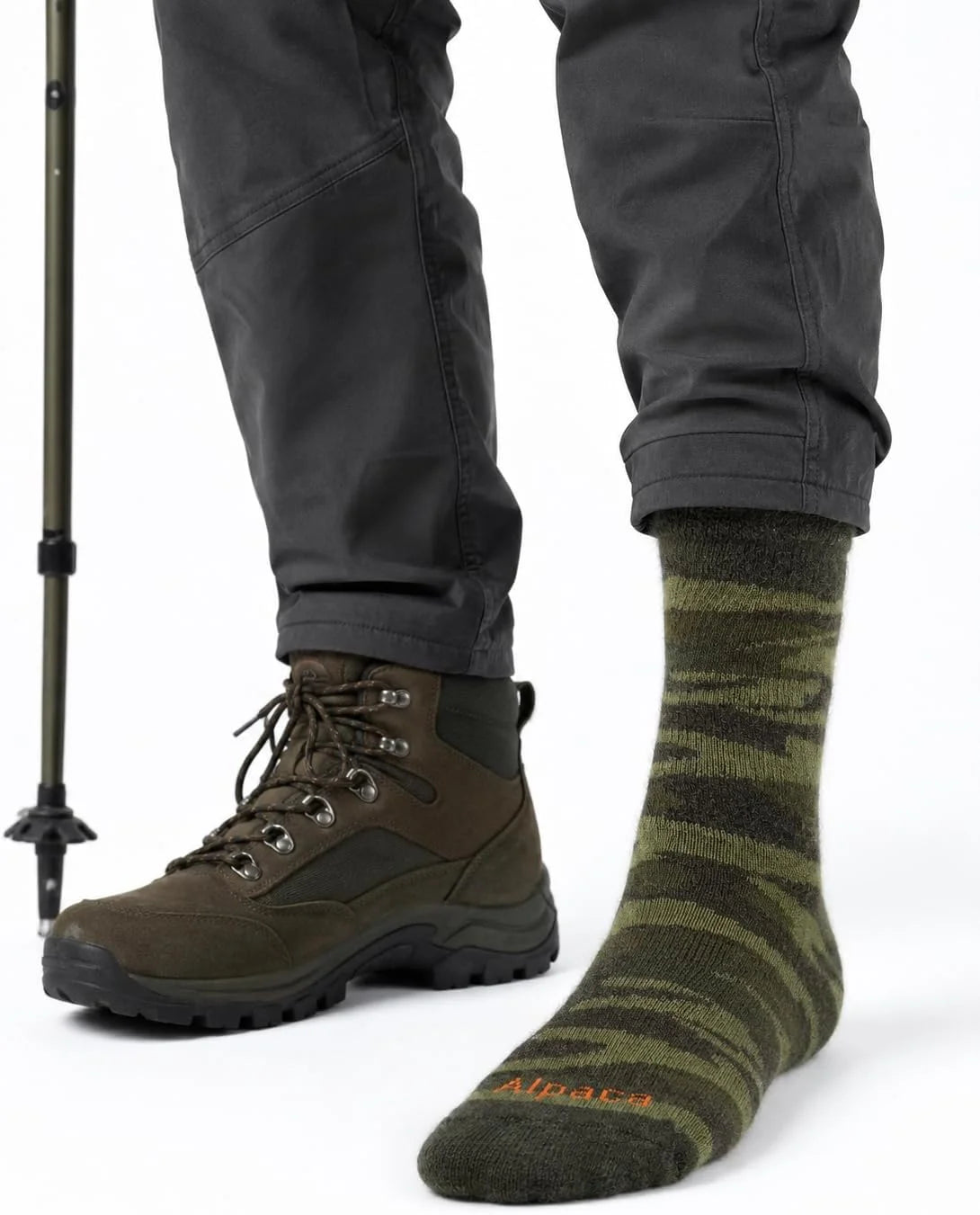 Juclise Alpaca Wool Hiking Socks, Micro Crew Boot Socks, Midweight, 2 Pairs