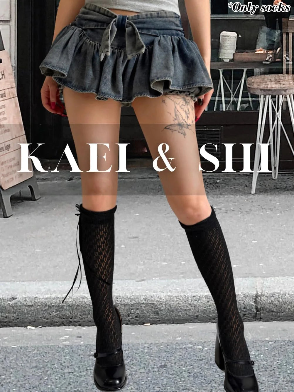 Kaei&Shi Womens Cute Hollow Out Long Socks with Bows