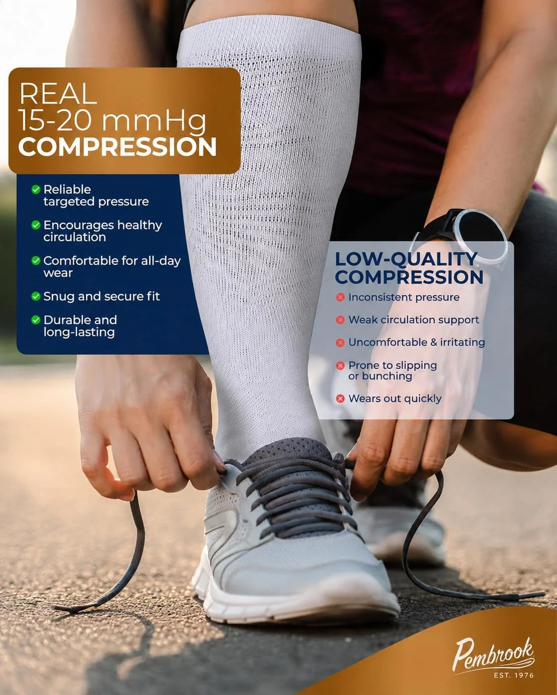 Pembrook 3 Pairs Copper Compression Socks 15-20 mmHg | Graduated Support