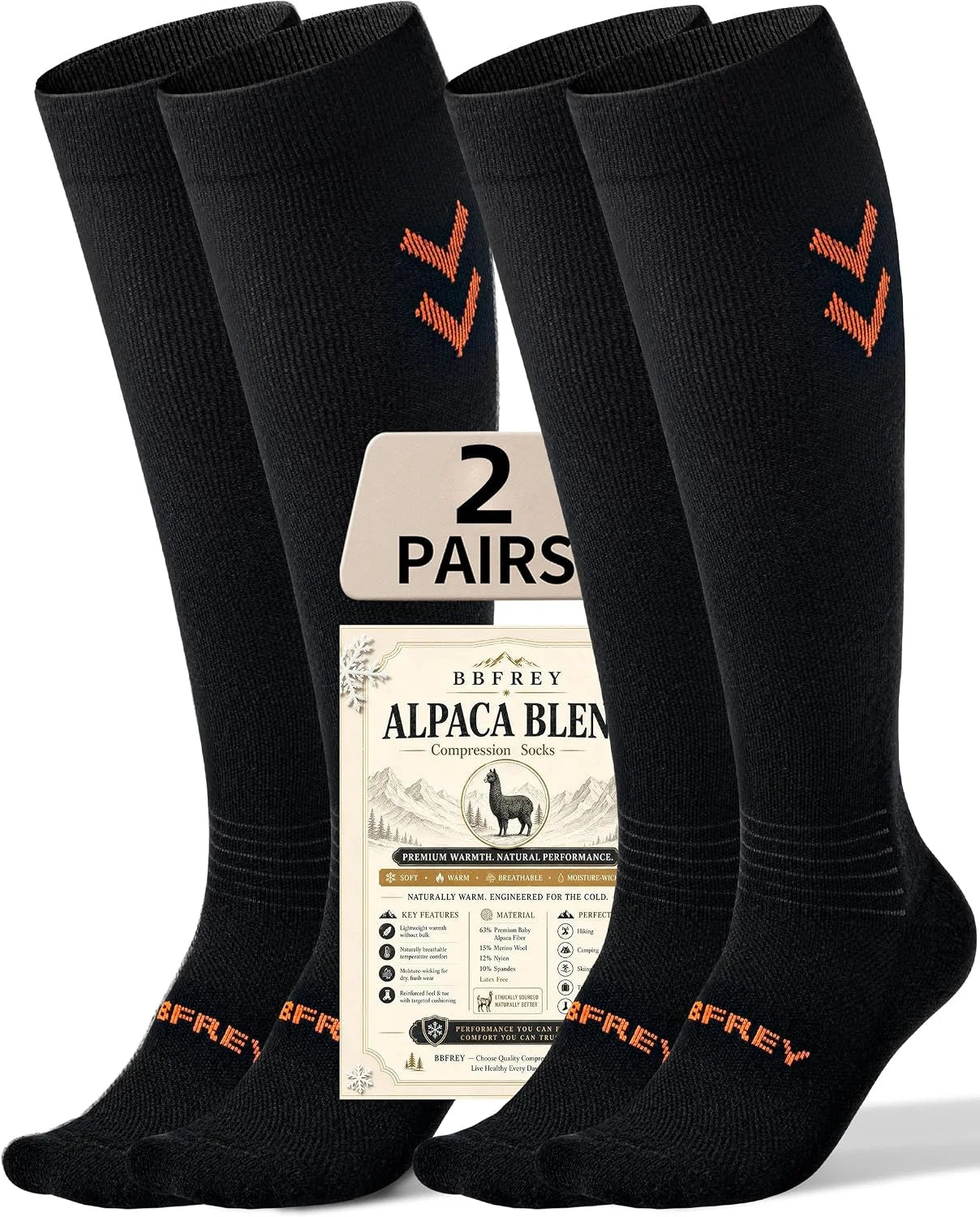 Soft Alpaca Compression Socks for Men & Women 18-25 mmHg - Microfiber Knit Alpaca Wool Socks for Hiking Travel Flying