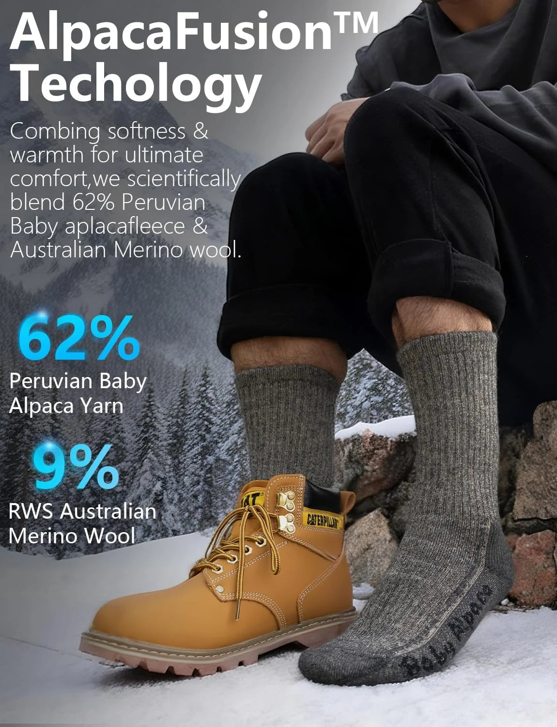 Juclise Alpaca Wool Hiking Crew Socks for Men and Women