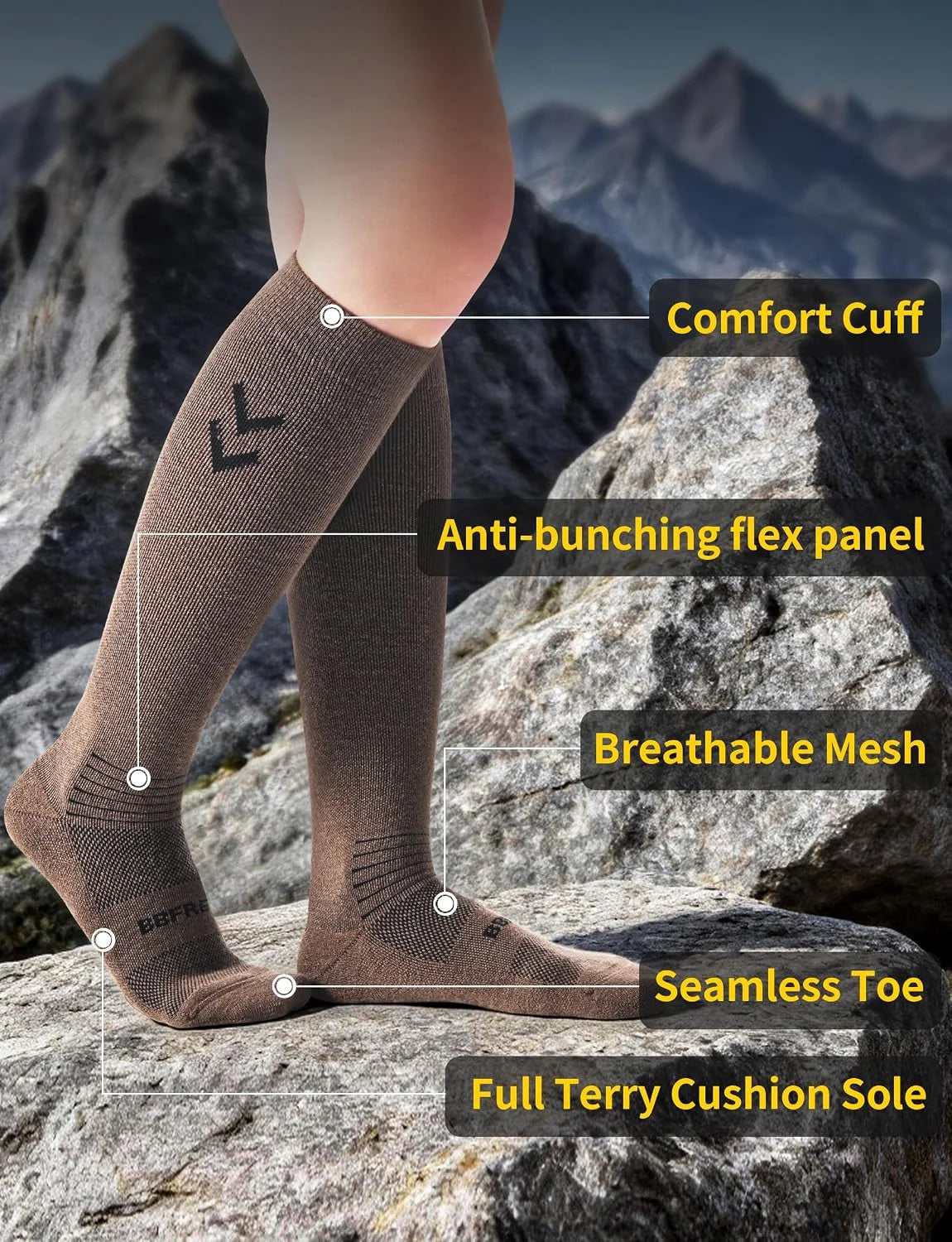 Soft Alpaca Compression Socks for Men & Women 18-25 mmHg - Microfiber Knit Alpaca Wool Socks for Hiking Travel Flying