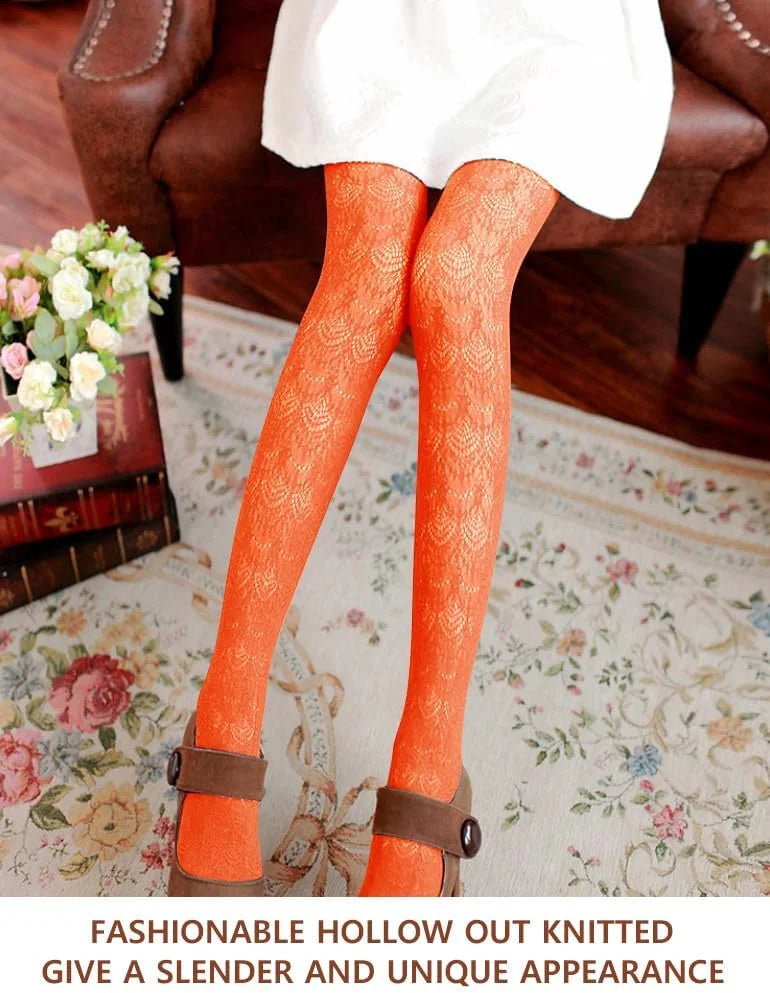 VERO MONTE Womens Colorful Hollow Out Knitted Tights - Patterned Lace Stockings