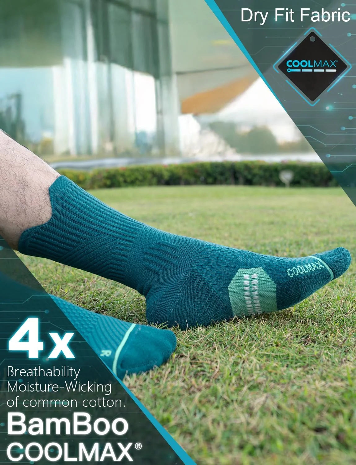 Juclise Compression Running Crew Socks, Bamboo Viscose Lightweight Cushion