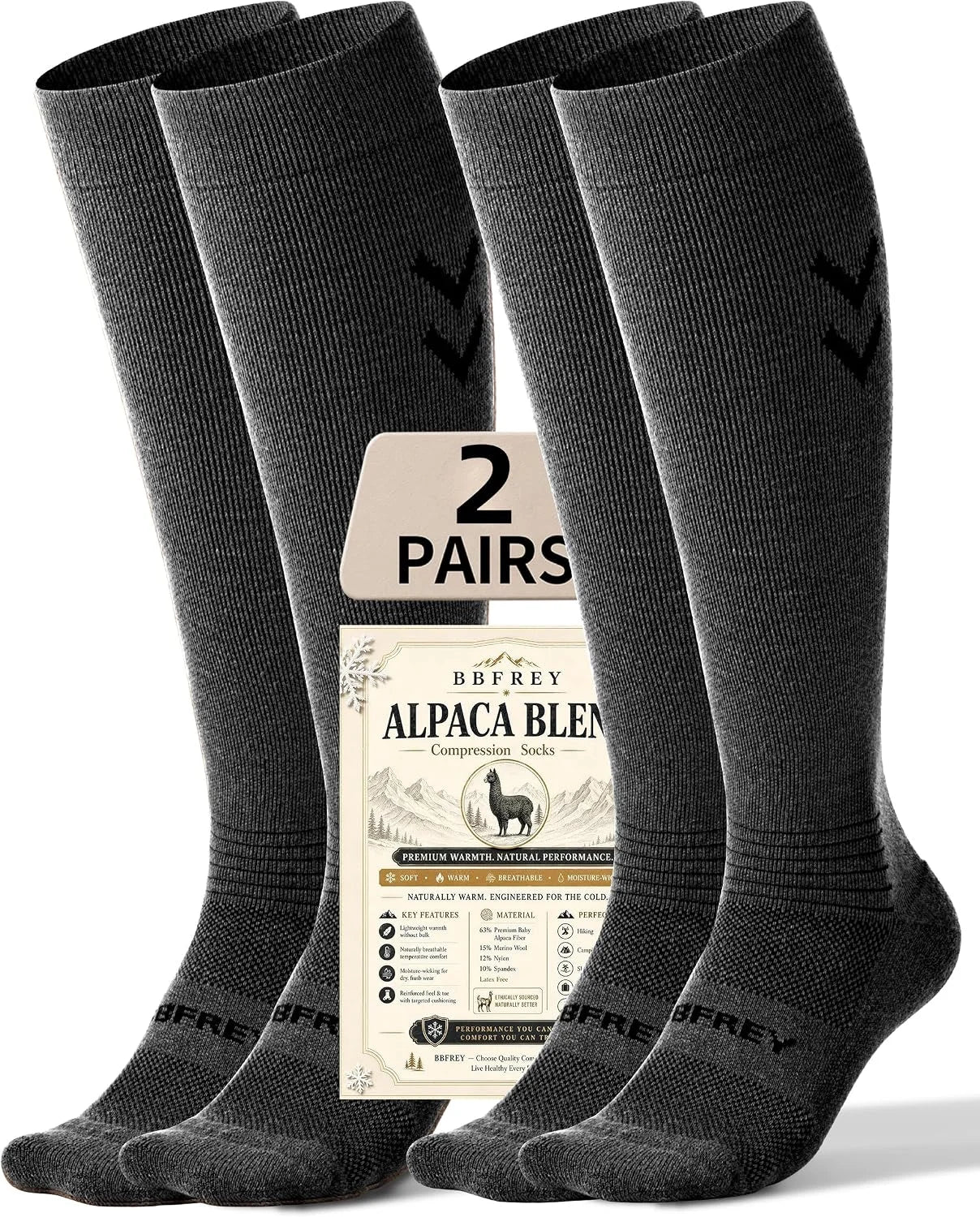 Soft Alpaca Compression Socks for Men & Women 18-25 mmHg - Microfiber Knit Alpaca Wool Socks for Hiking Travel Flying