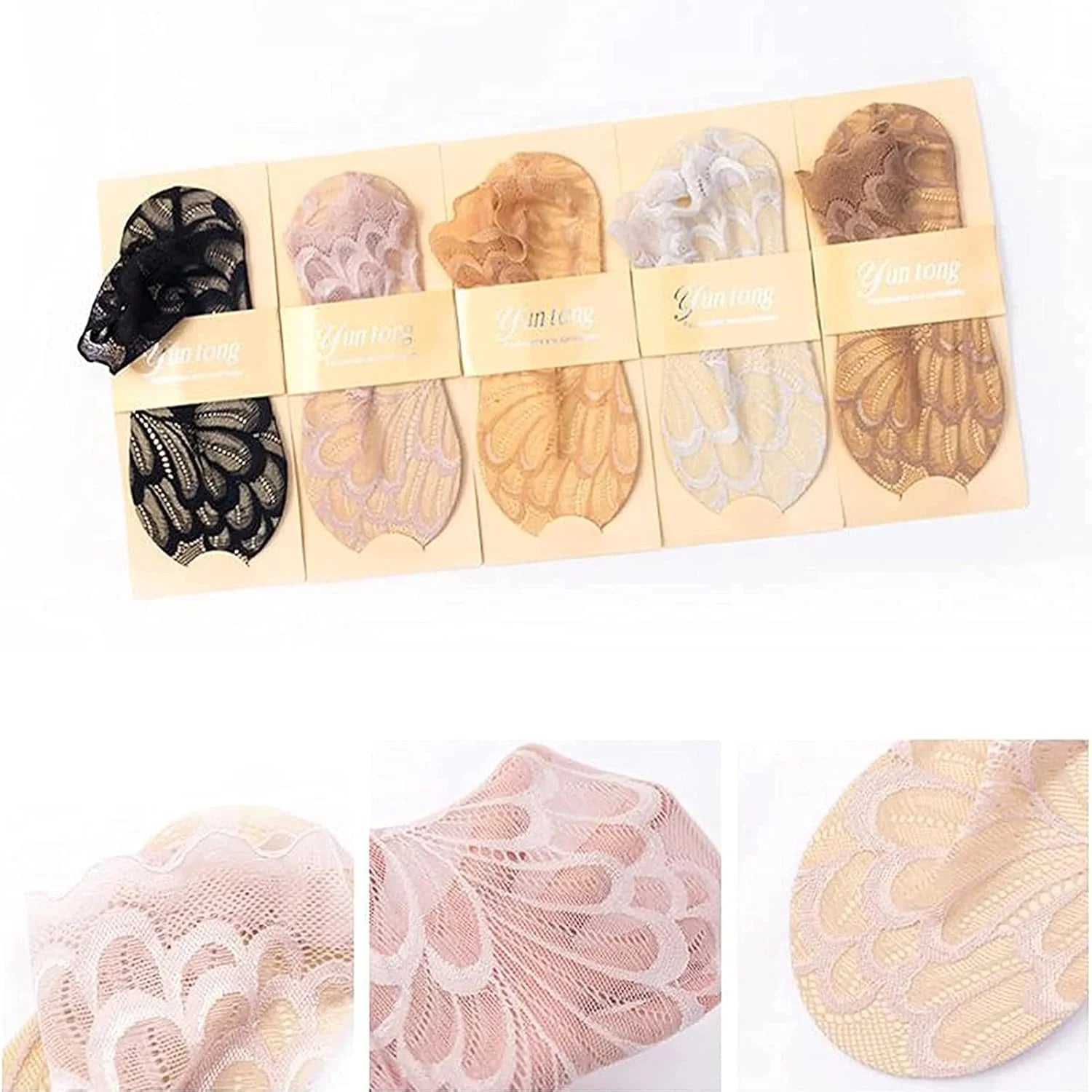 6 Pairs Amazing Crystal Peacock Socks, Hollow Out Ultra-Thin Lace Socks (Coffee)