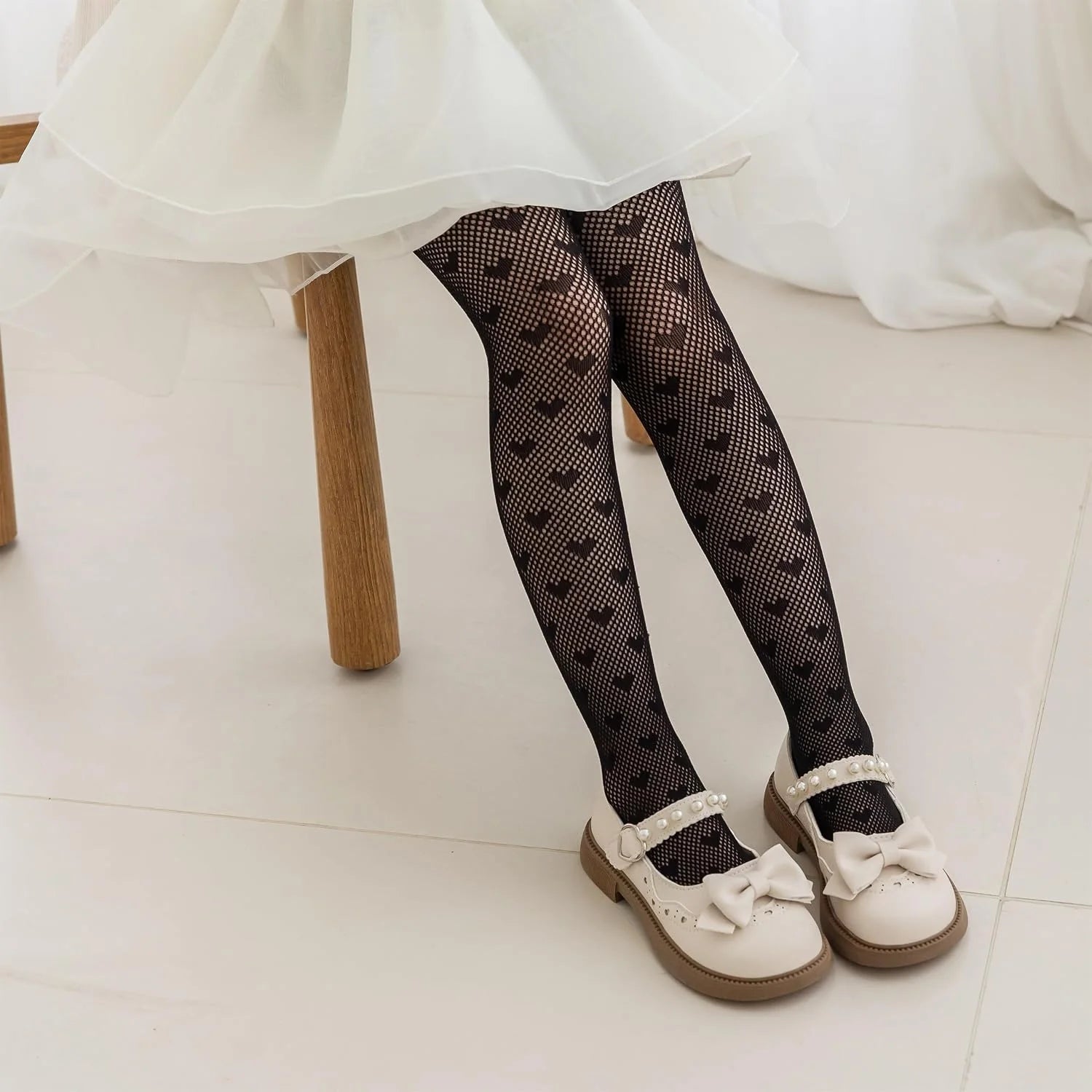 LOLANTA Girls Lace Tights Kids Sheer Patterned Fishnet Stockings 2 Pack
