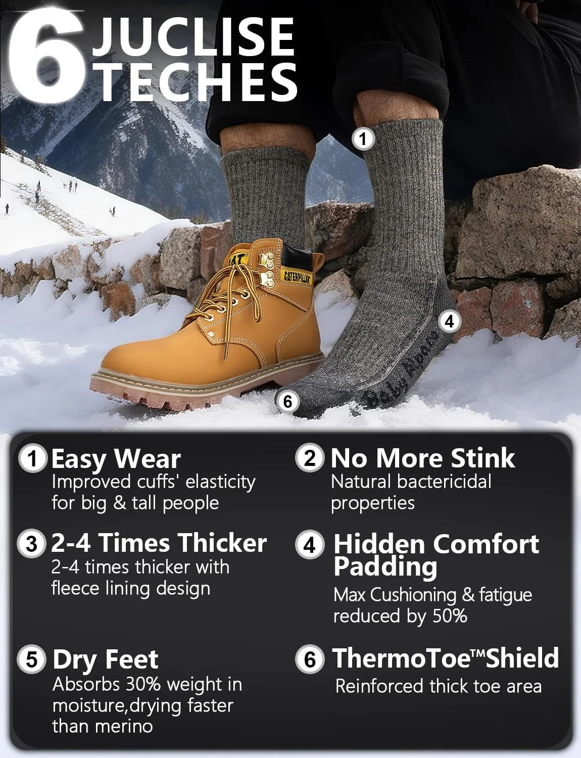 Juclise Alpaca Wool Hiking Crew Socks for Men and Women