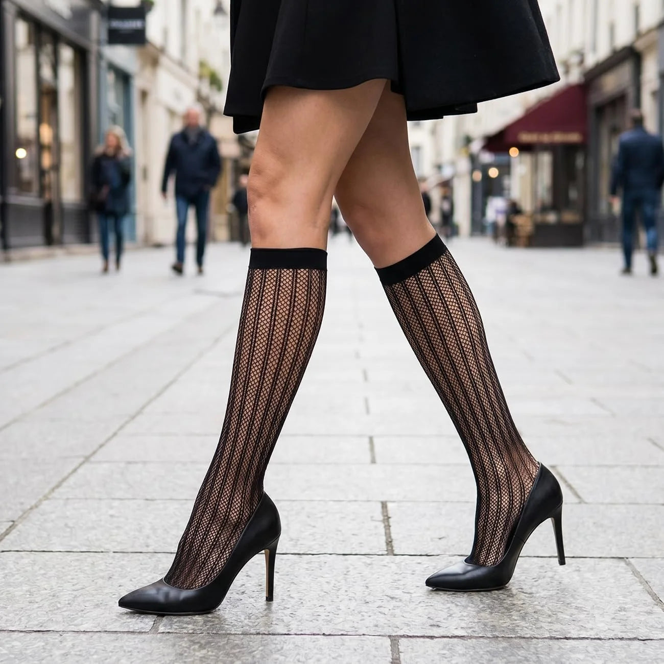 MESU Women's Fishnet Knee High Socks Hollow Out Stockings Mesh Calf Sock