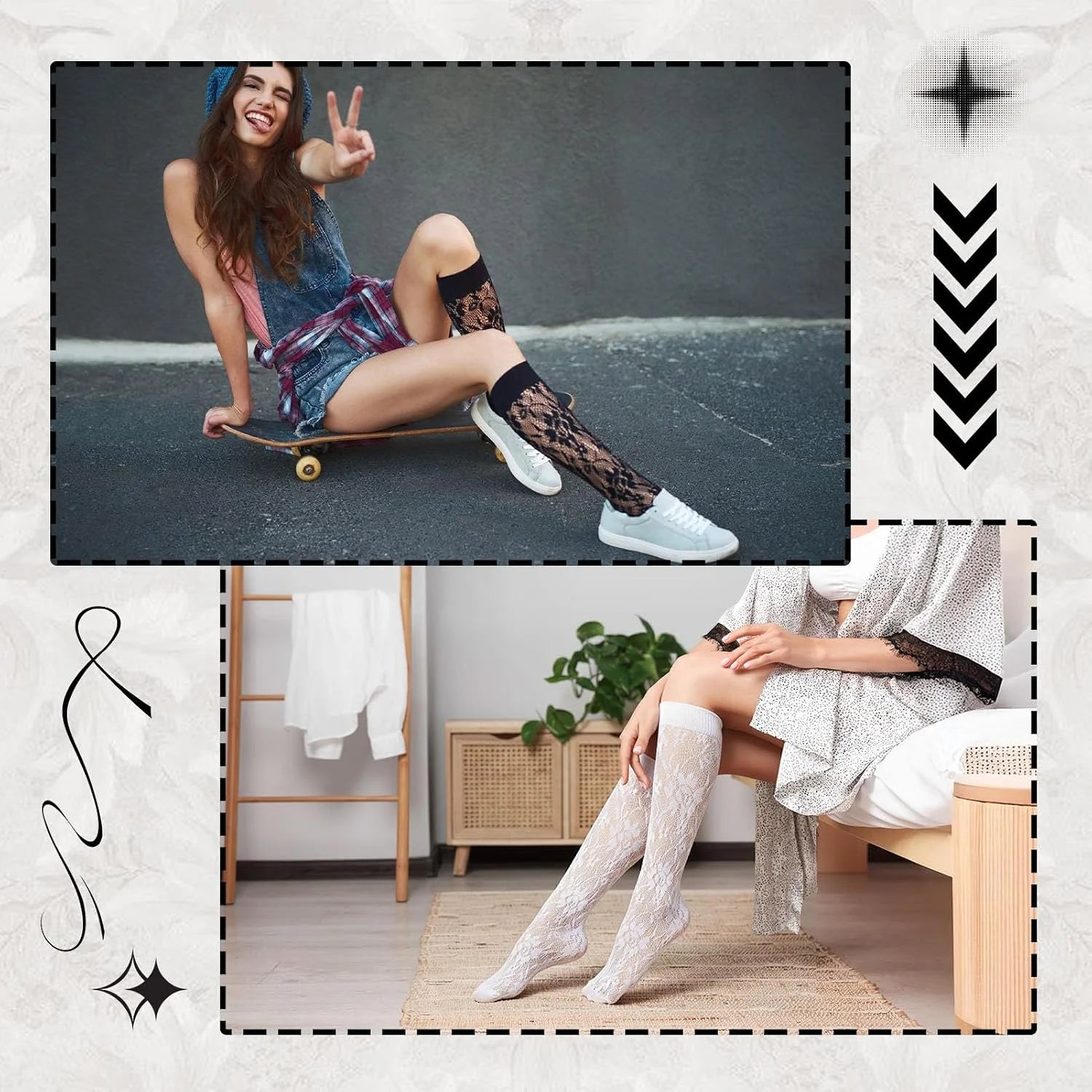 6 Pairs Women's Fishnet Knee High Socks
