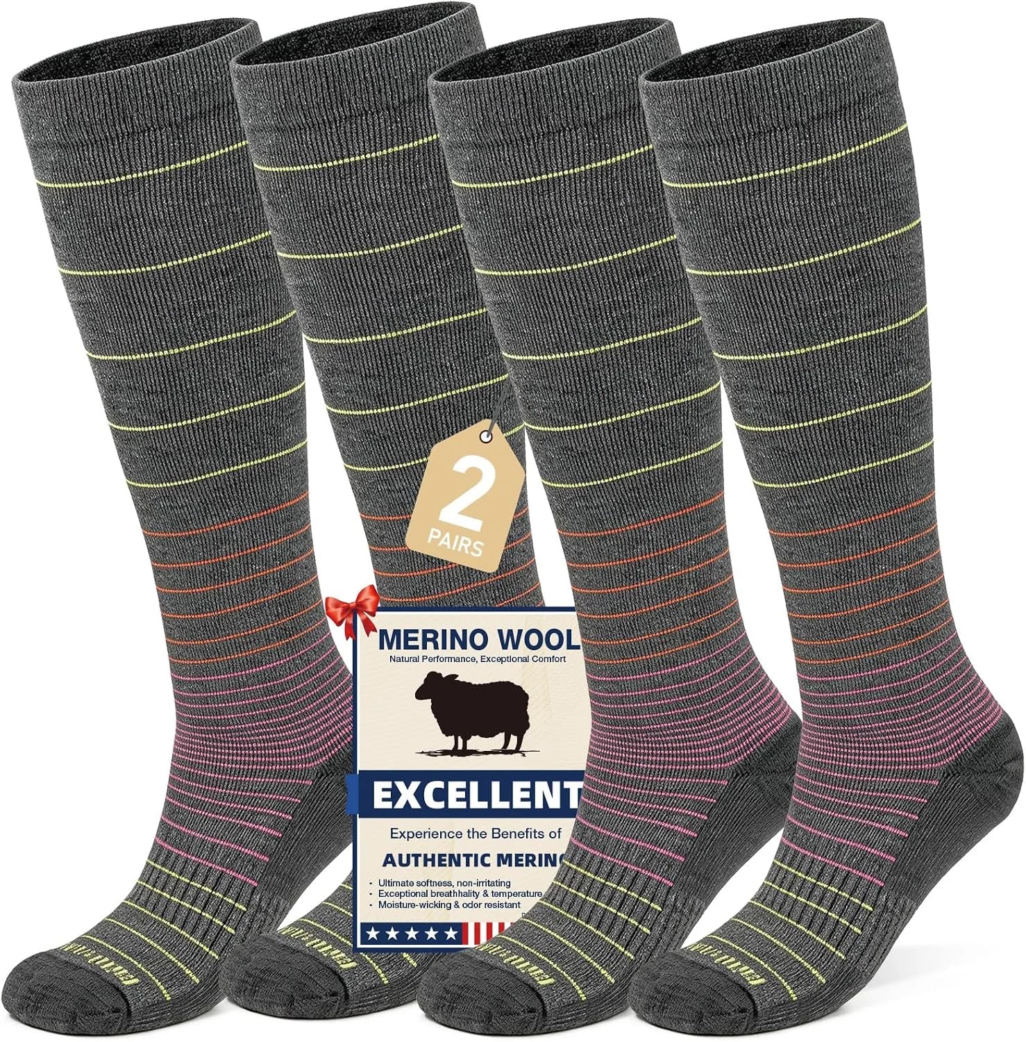 Merino Wool Compression Socks for Women Men 15-20 mmHg for flying