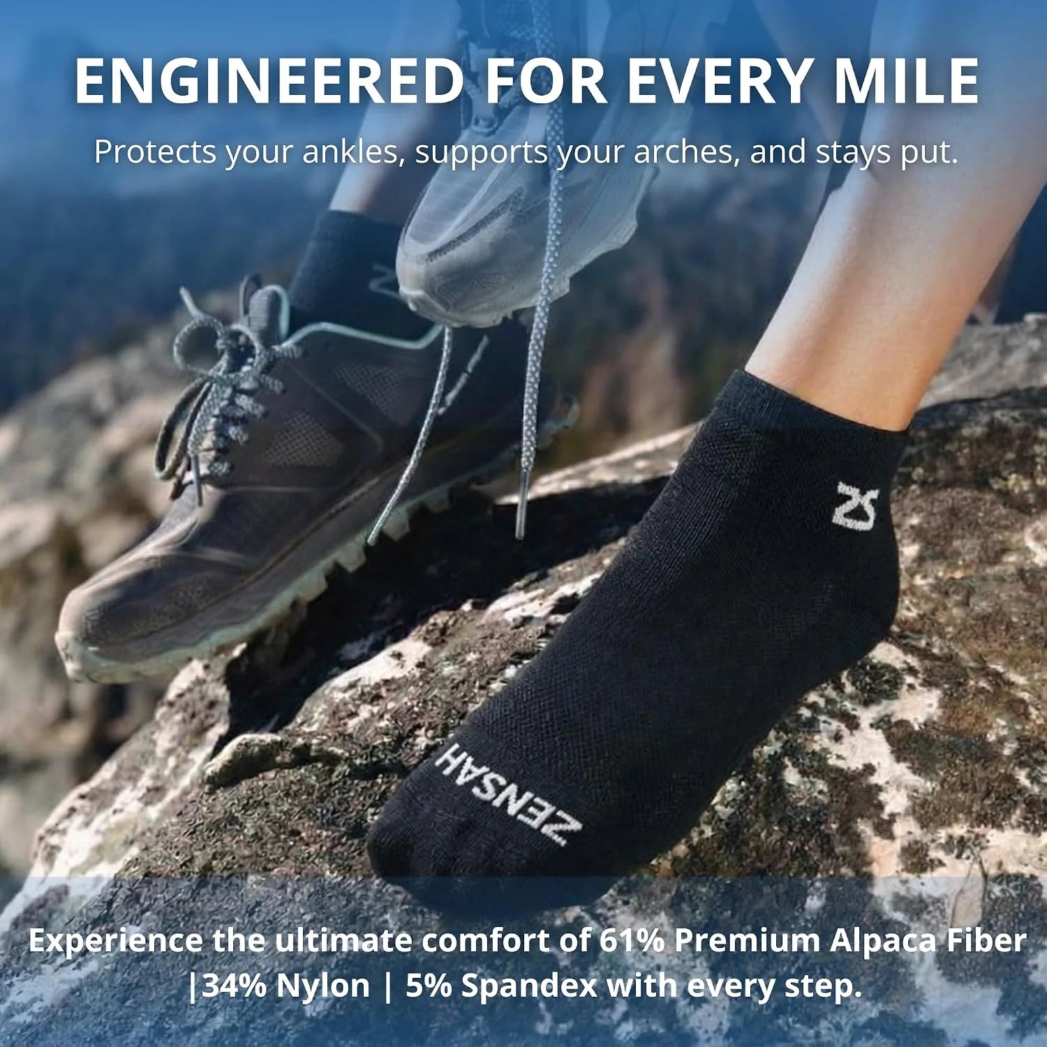 Zensah Alpaca Wool Running Socks – Ankle/Quarter, Moisture Wicking Socks Made in USA for Athletes, Men and Women
