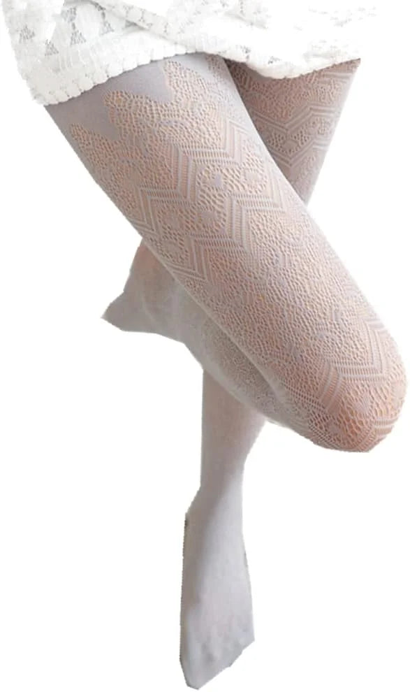 SurBepo Women Fishnet Hollow Out Knitted Patterned Thick Warm Stockings Tights Vertical Strips Pantyhose For Female