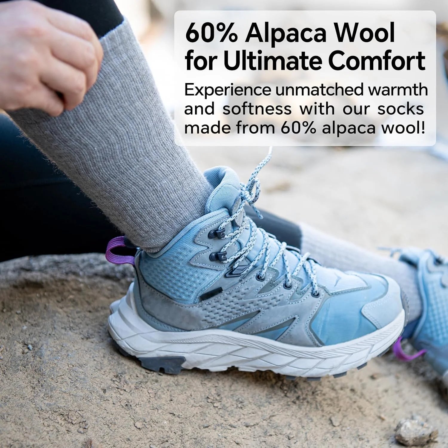 Tough Land Alpaca Wool Socks for Men and Women - Non-Itchy, Full Cushion Warm Crew Socks - for Cold Weather, Hiking