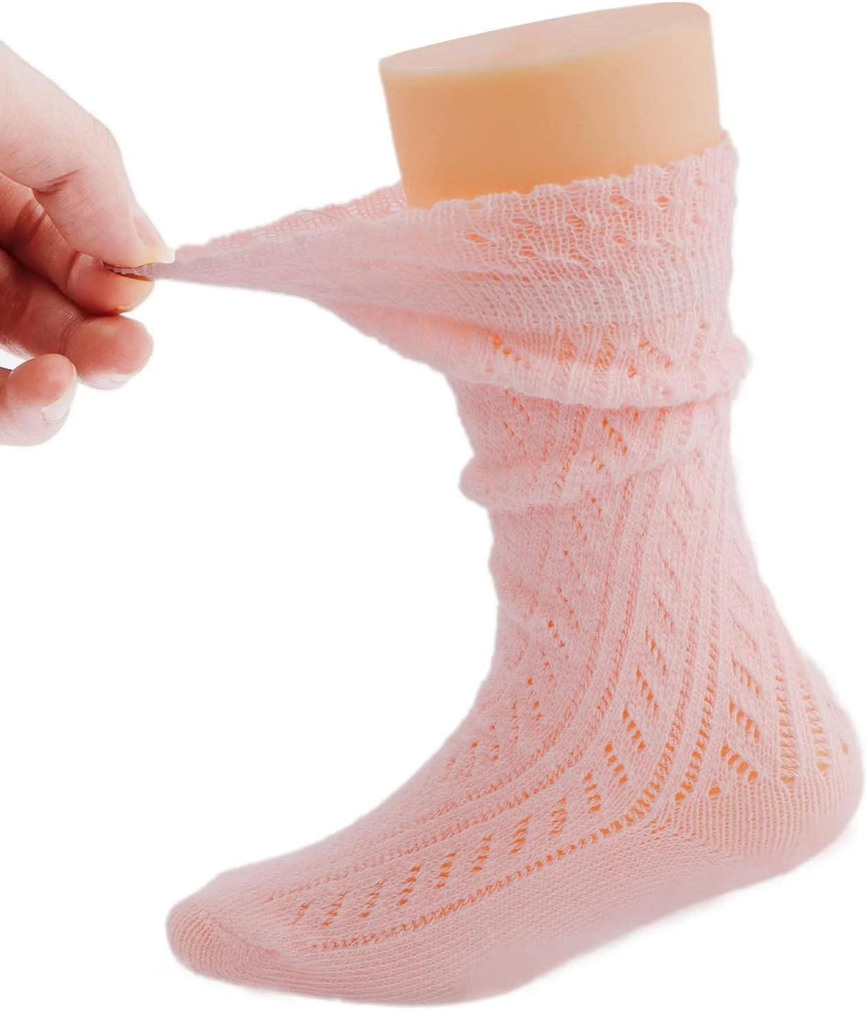 ACTLATI Baby Girls Knee High Socks Hollow Out Anti-skid Knitting Stockings Suitable for 0-2 Years Infants Toddlers
