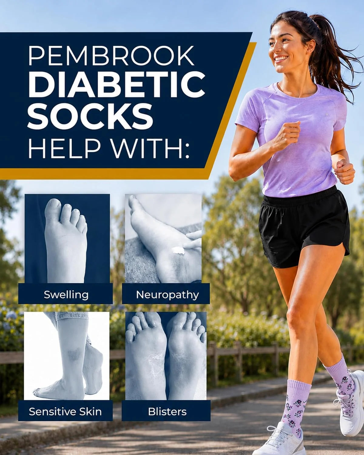 Pembrook® Bamboo Viscose Ankle Diabetic Socks for Women & Men - 6 Pairs