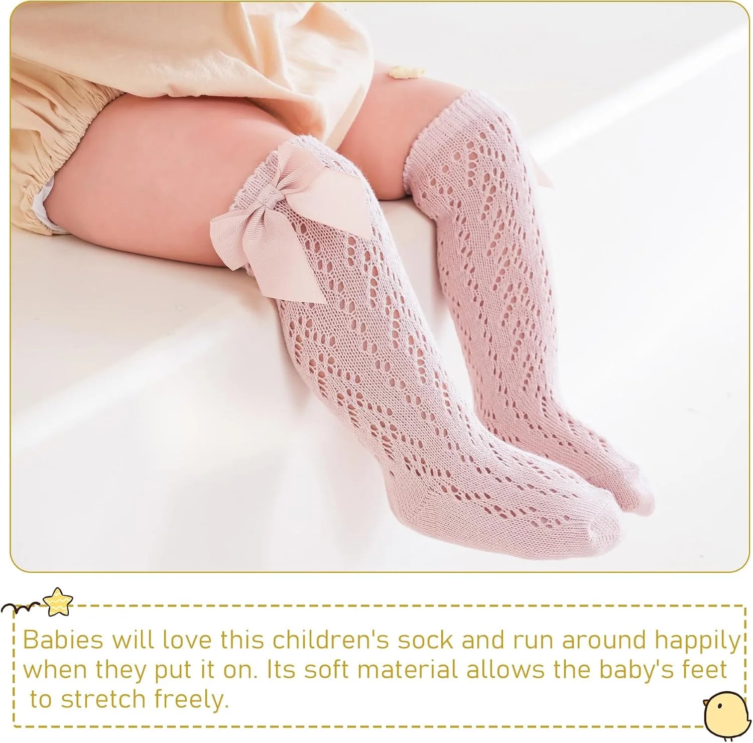 Baby Girls Knee High Socks Pack Bow Long Stockings Infants Toddlers Ruffled Socks School Uniform Leggings Stockings