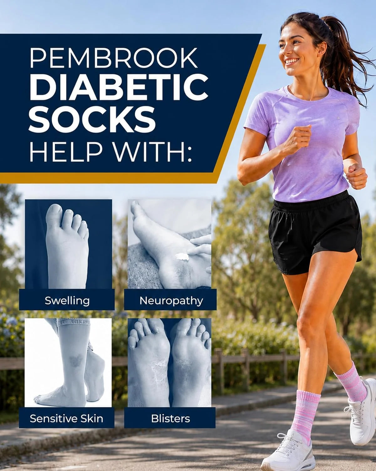 Pembrook® Bamboo Viscose Ankle Diabetic Socks for Women & Men - 6 Pairs