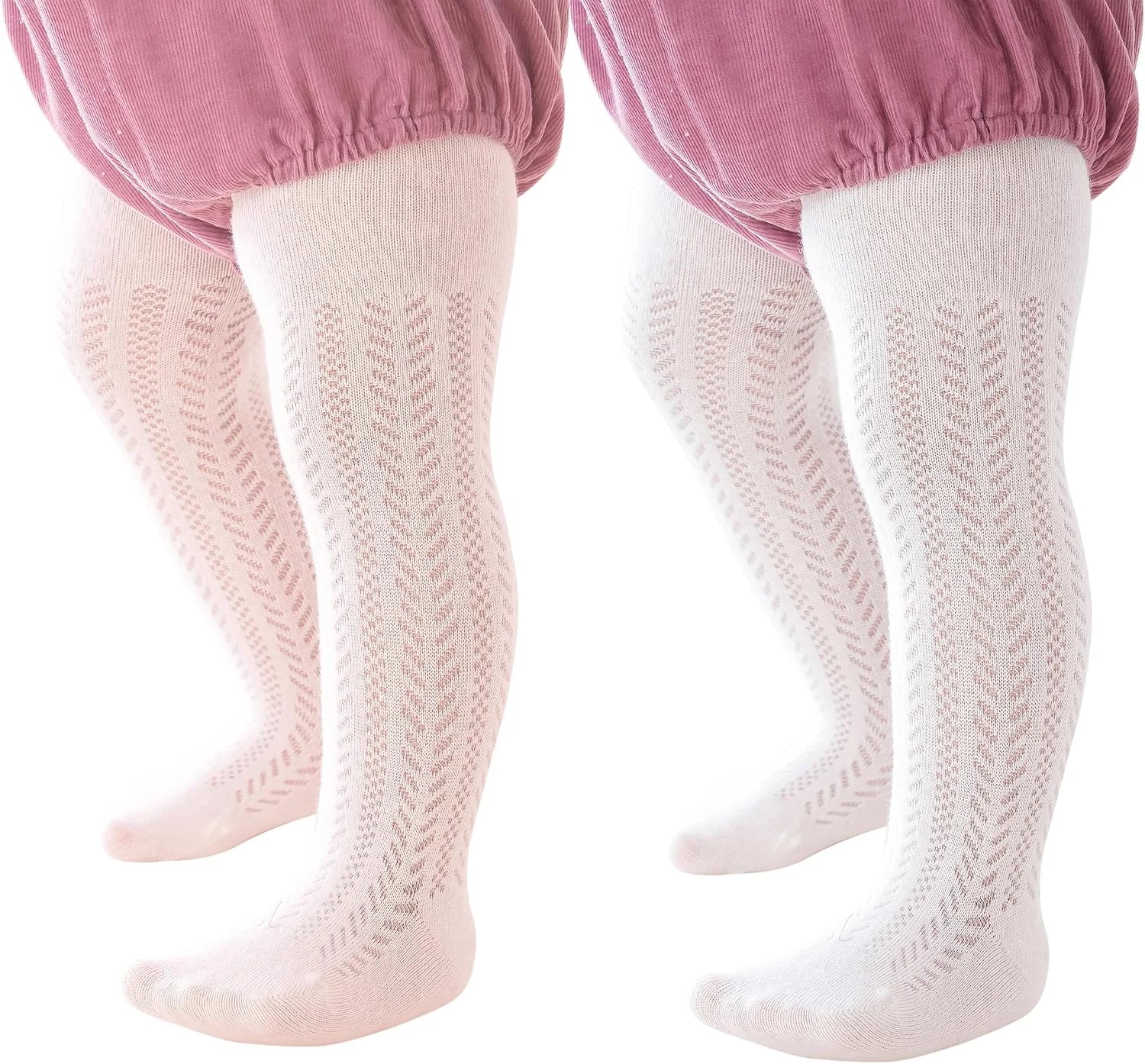 Miipat Baby Girl Tights Toddler Footed Leggings Mesh Lace Stockings 2 Pack Little Kids Thin Hollow Pantyhose