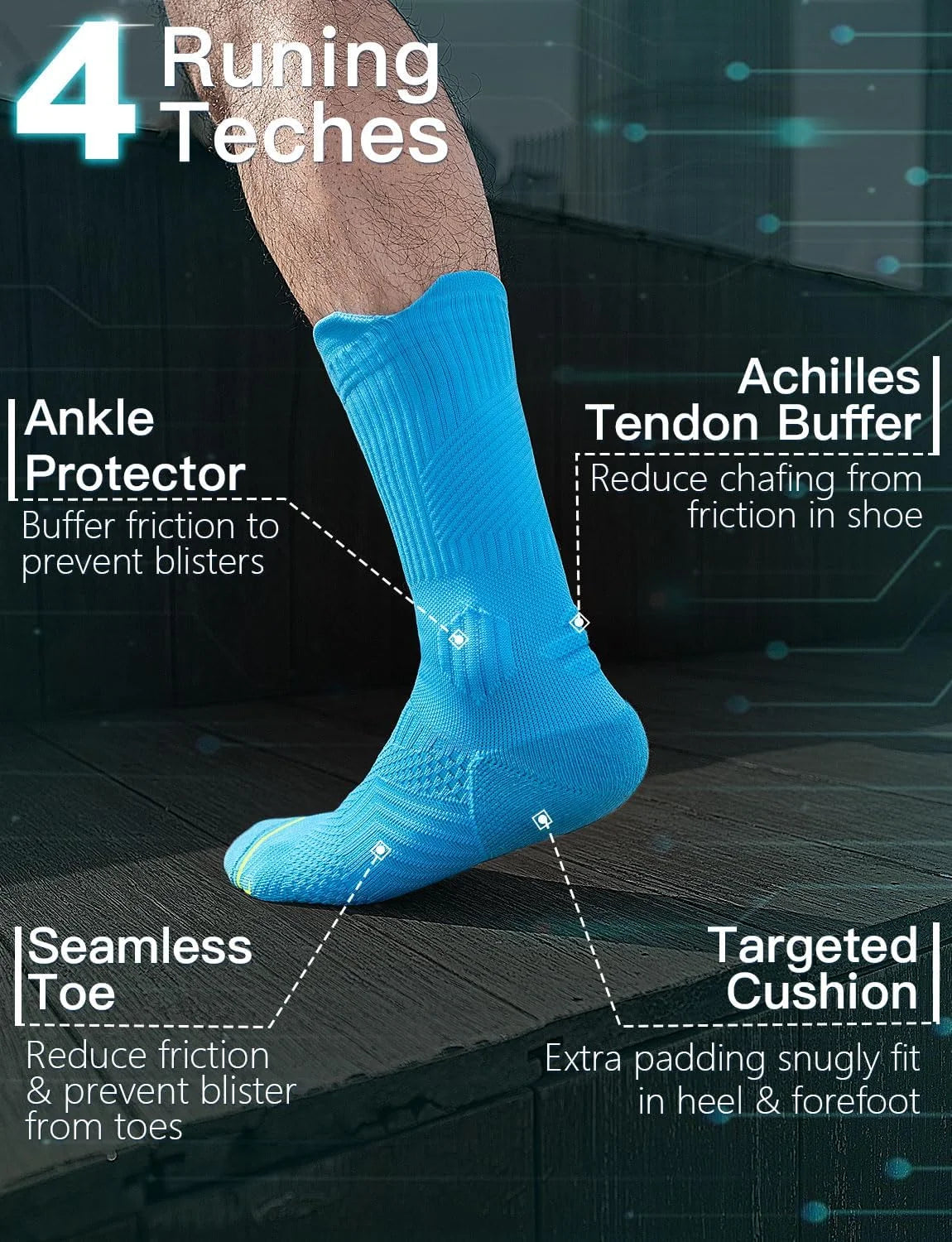 Juclise Compression Running Crew Socks, Bamboo Viscose Lightweight Cushion