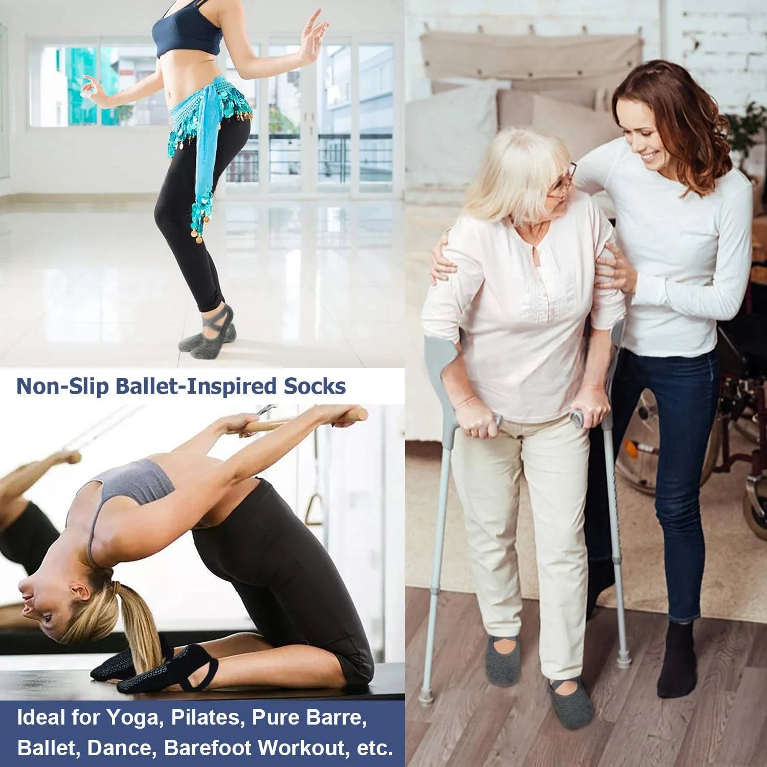 Ozaiic Pilates Socks for Women Non Slip Grip Yoga Barefoot Indoor Workout
