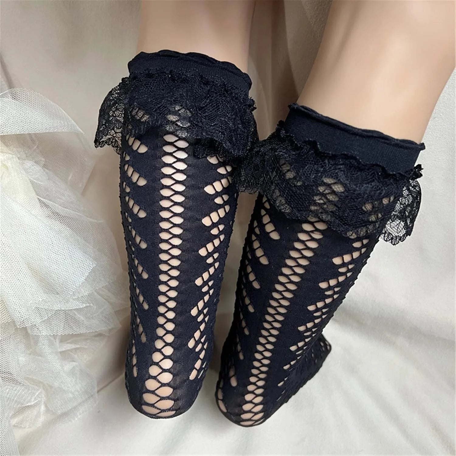 Baby Girls Kids Mesh Socks Bow Fishnet Ankle High socks Lace Fish Net Vintage back bow Short Sock(W3)